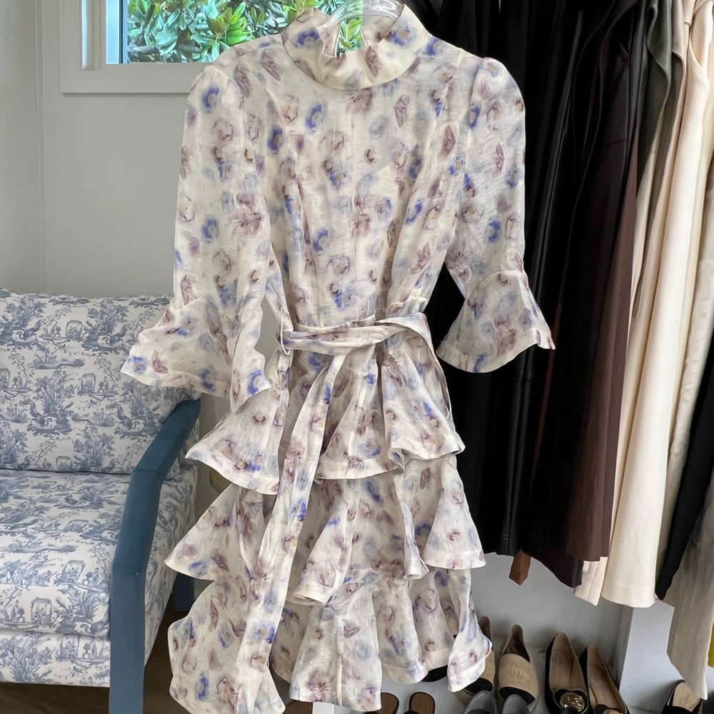 Floral Ruffle Dress with Belt